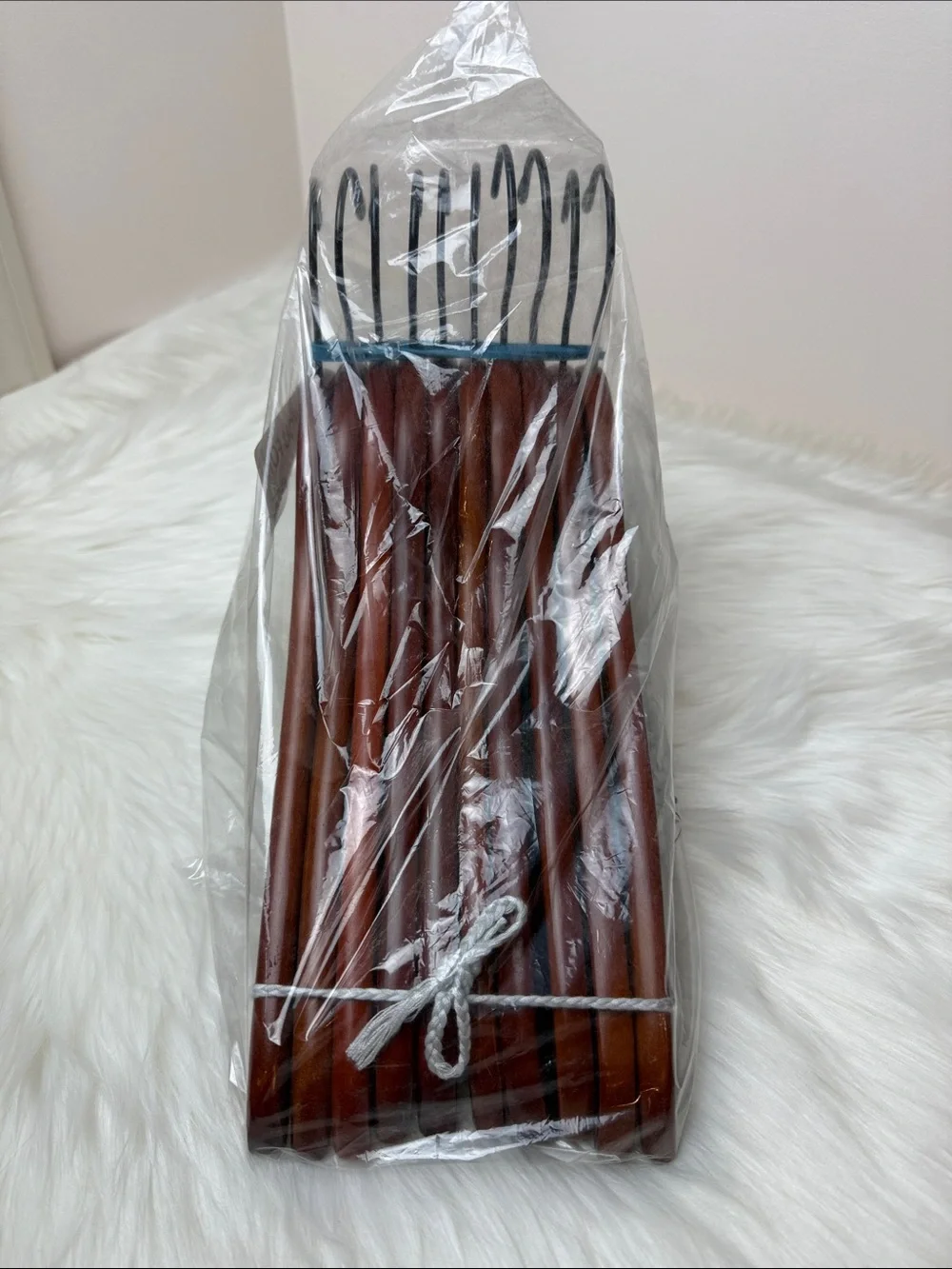 Brookstone Premium Wooden Hangers with Bar in Mahogany  - Set of 10
